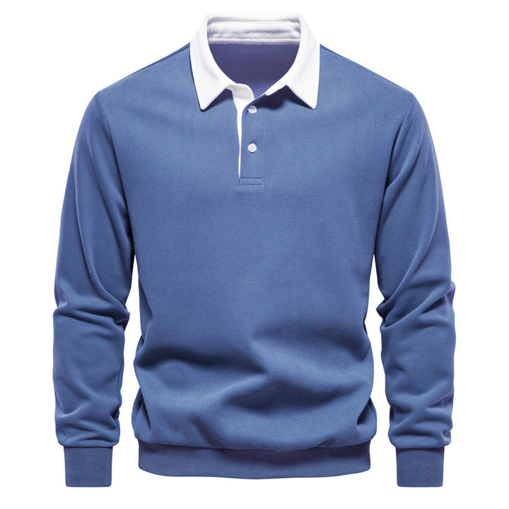 Herrer Langærmet Poloshirt med elegant krave og blød bomuldsblanding Stilla