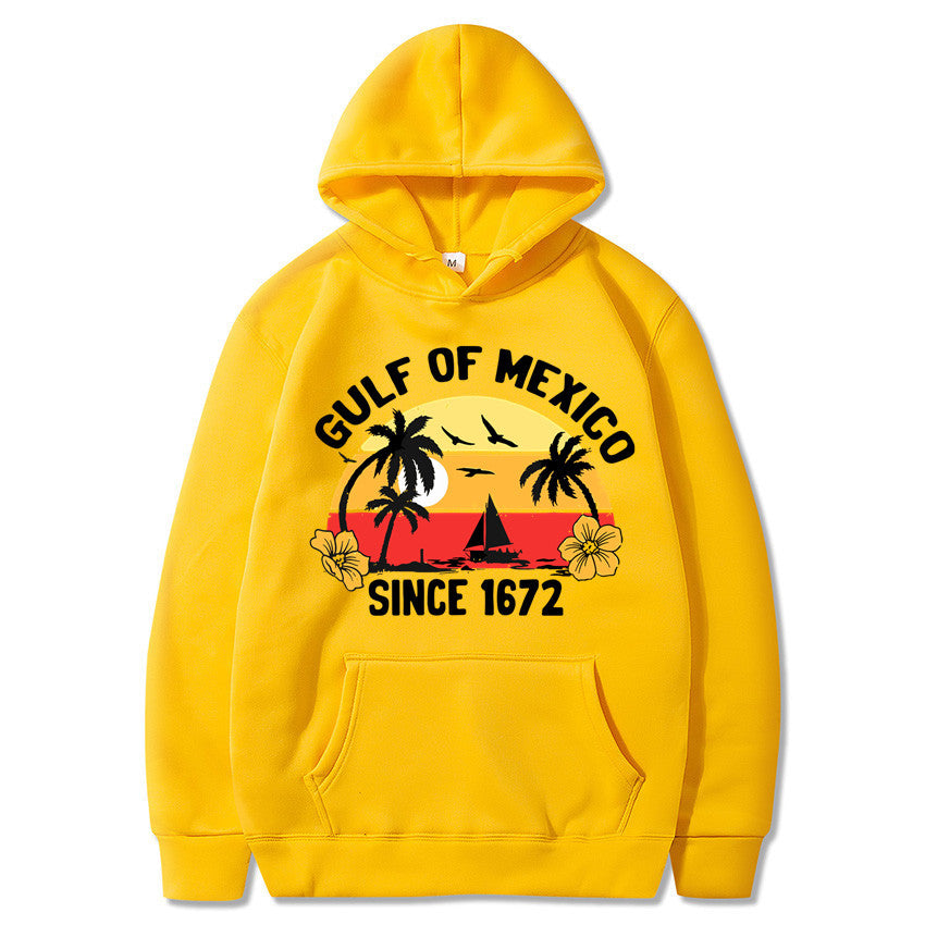 Dame hoodie med kreativt strandmotiver og højkvalitetsstof Skovae