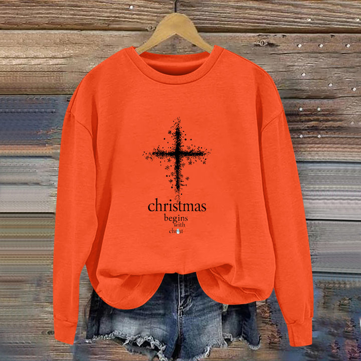 Kvinders sweatshirt med Christian motiv og blød inderside Stilla