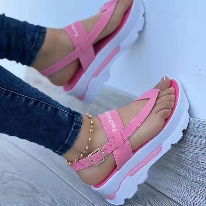 Dame komfortable platform sandaler med justerbart remdesign og skridsikker sål Stilla