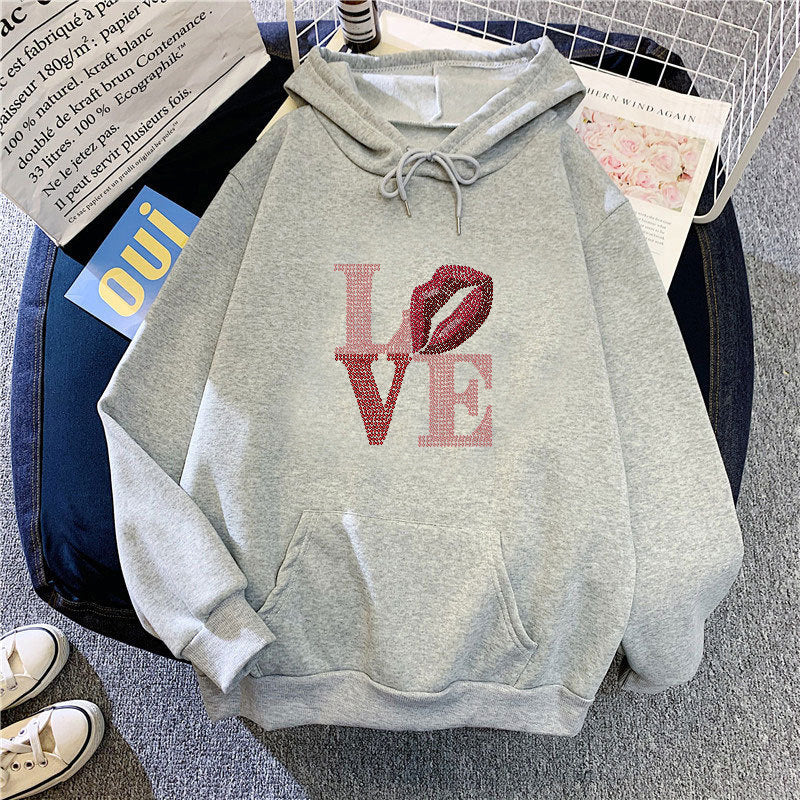 Kvinders hoodie med kreativ læbe-design Skovae