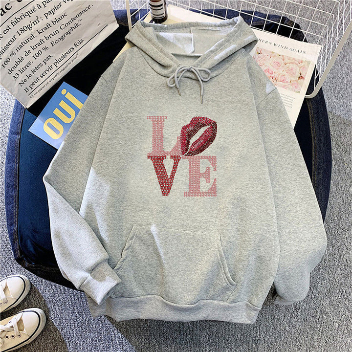 Kvinders hoodie med kreativ læbe-design Skovae
