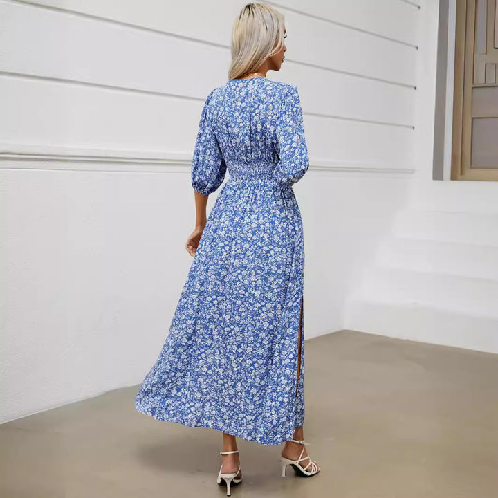 Dame Maxikjole med blomsterprint og knapdetalje Stilla