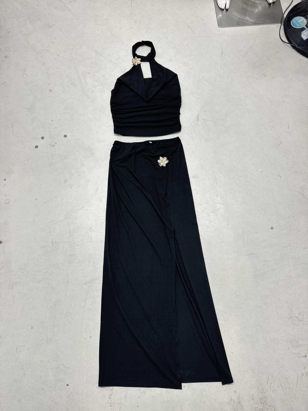 Dame elegant vikle top og maxi nederdel sæt Skovae