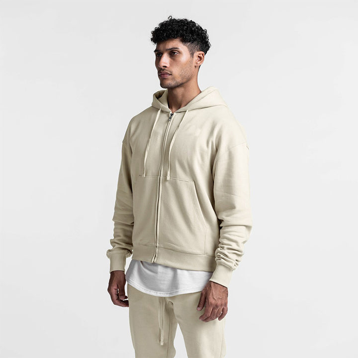 Herrer Cozy Zip-Hoodie med frontlomme og blødt fleecefôr Stilla