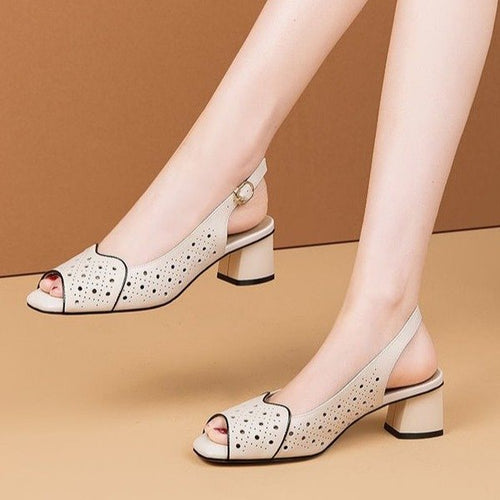 Dame Slingback Sandaler med elastisk rem, behagelig blokhæl og åndbart design Stilla