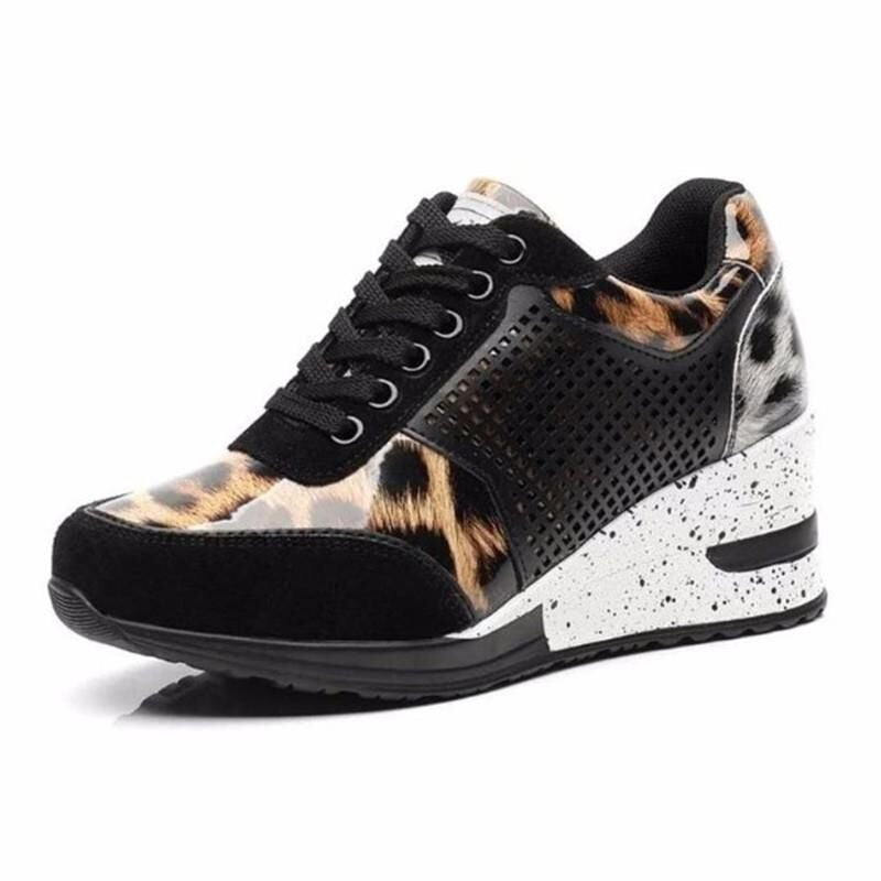 Dame mode Wedge-sneaker med stilfuldt dyremønster og åndbart overflade Stilla