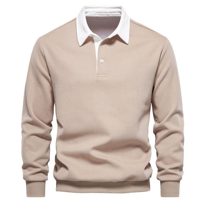 Herrer nan elegante Langærmet Poloshirt med kontrastkrave Skovae