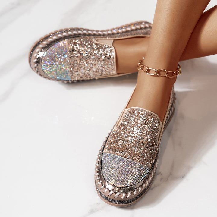 Dame Glitrende Slip-On Sneakers med komfortabel Sål Stilla