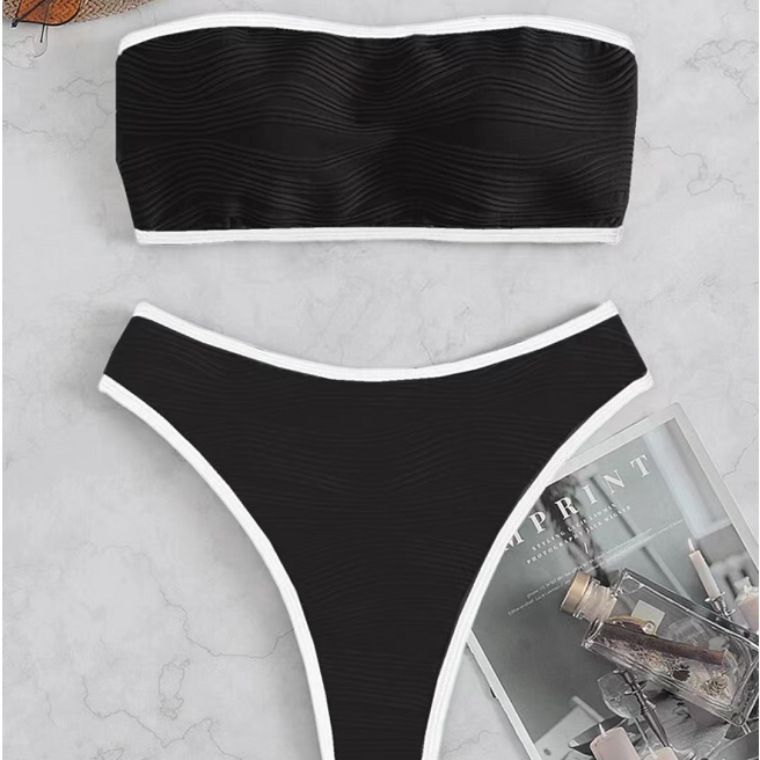 Dame Bandeau-bikini-sæt med kontrastkant Stilla