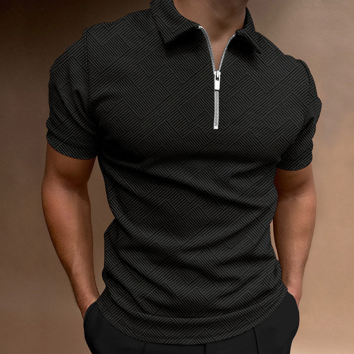 Herrer Korte ærmer Poloshirt med struktureret lynlås Stilla
