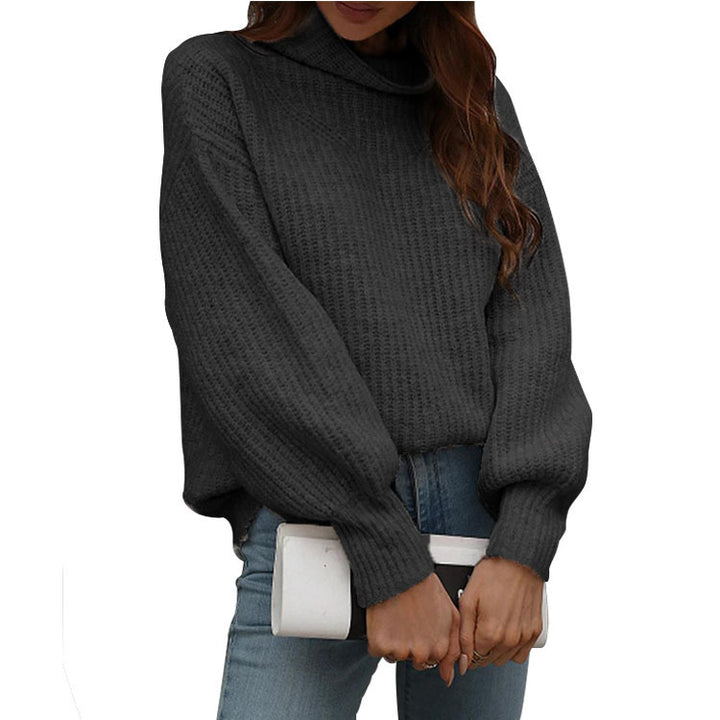 Dame strikpullover med bred pasform og moderne høj hals Stilla
