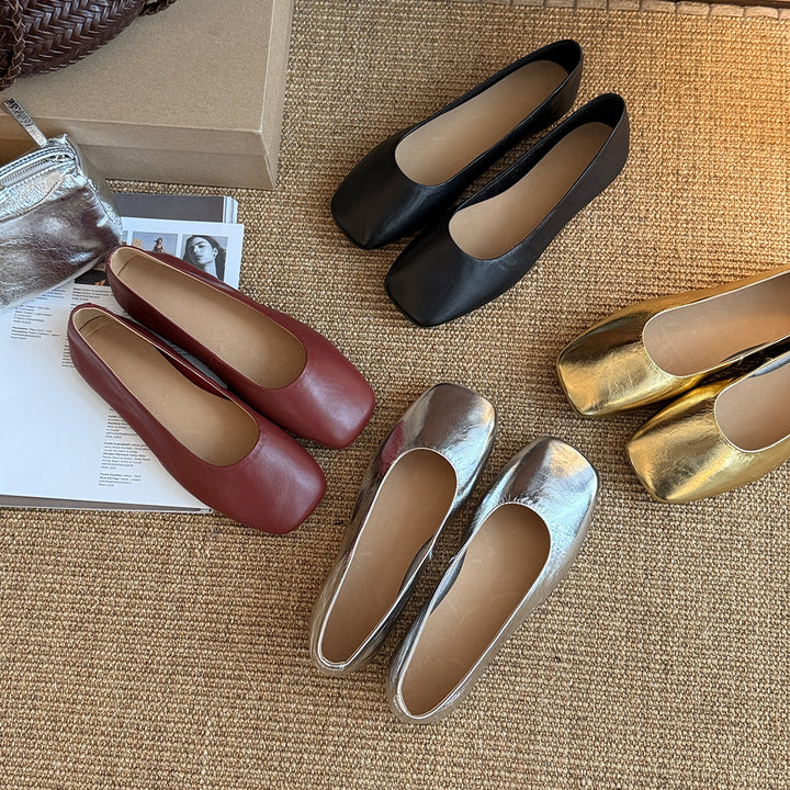 Femme Glossy Metallic Ballerinas Stilla