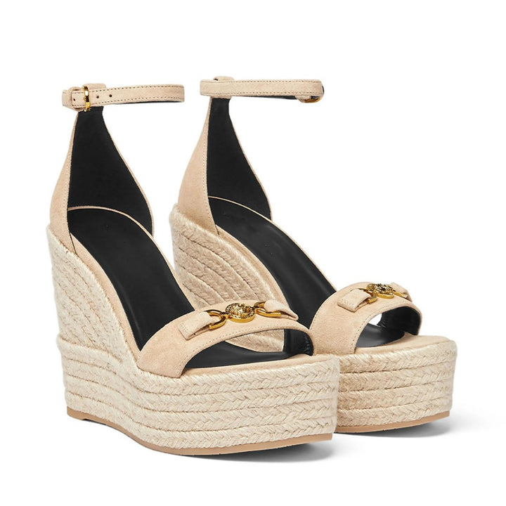 Femme Espadrille Keil Sandaler med justerbar ankelrem og dekorativ kæde Stilla