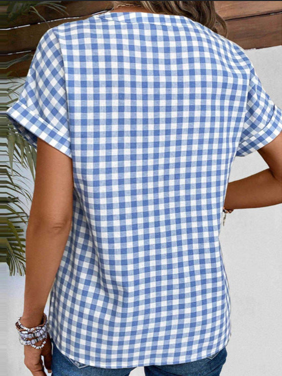 Dame ternet bluse med let bomuldsstof og moderne button-up design Stilla