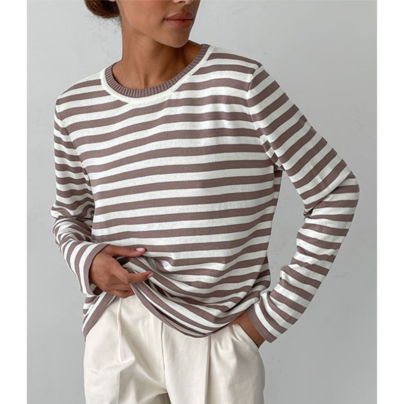 Dame stribet Langærmet sweater lavet af blødt bomuldsblandings Stilla