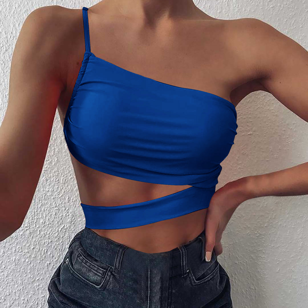 Kvinder asymmetrisk cutout crop top Stilla