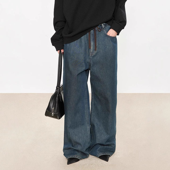 Damernes moderne, brede jeans med høj talje Stilla