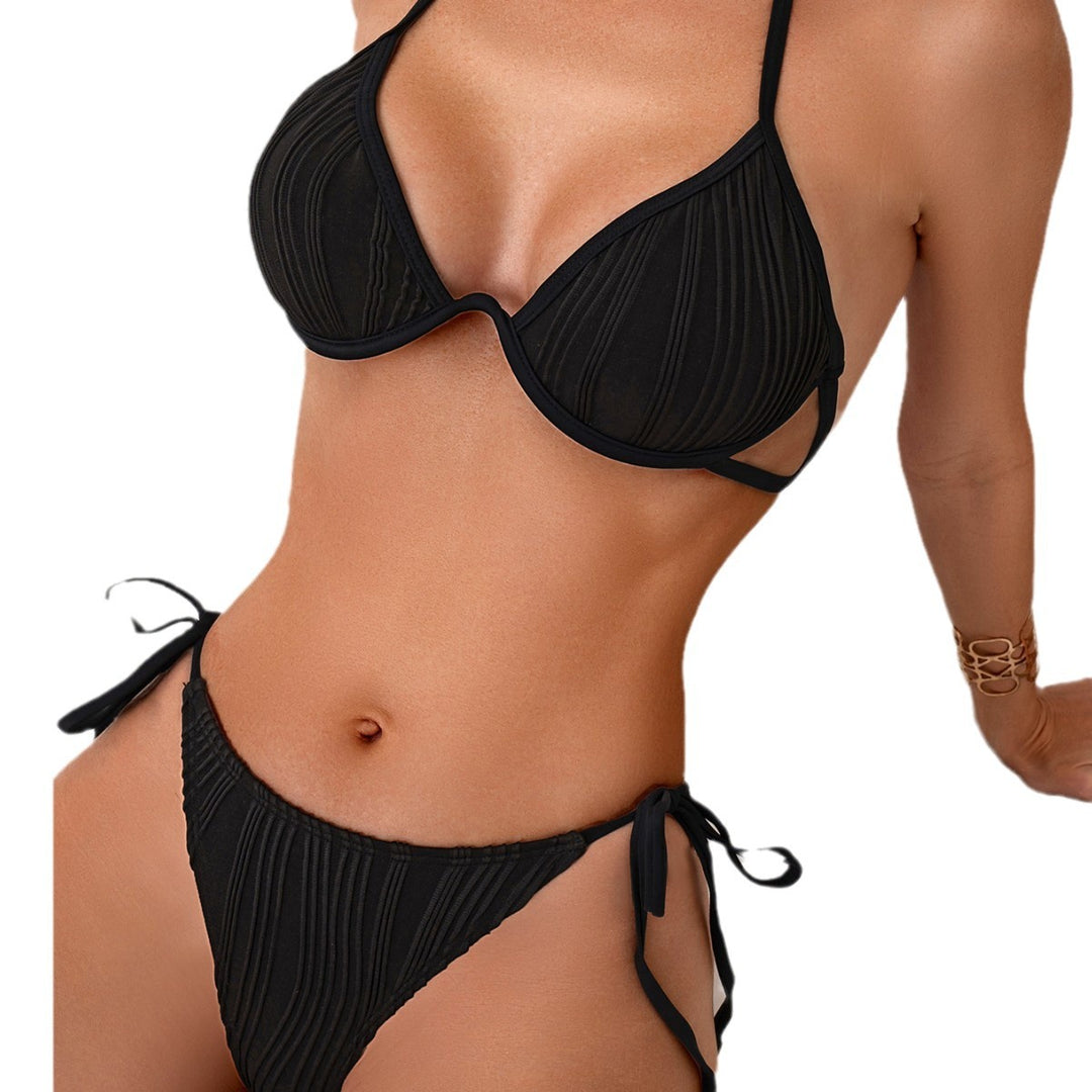 Dame bikinisæt med elegant ribdesign og justerbare stropper Stilla