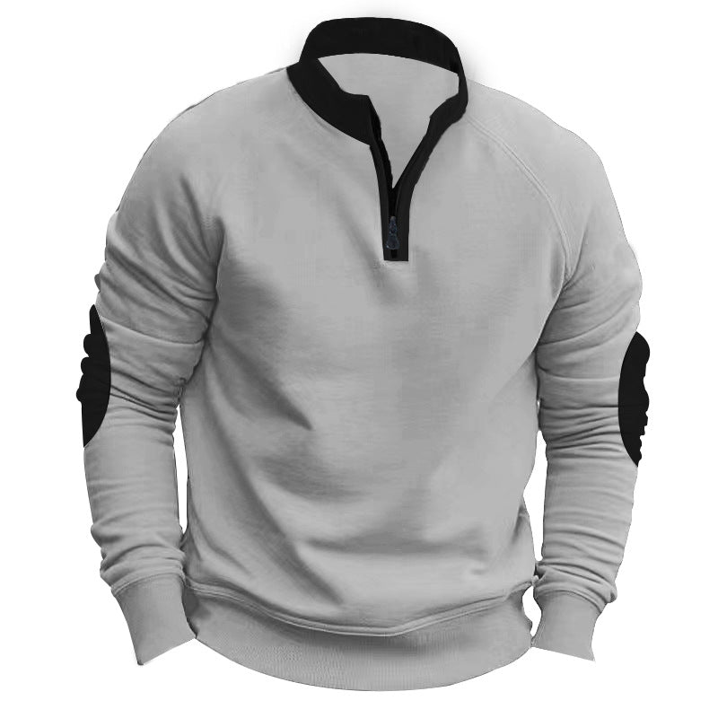 Herrer nan Raglan-pullover med kort lynlås, ståkrave og ergonomiske albue-paneler Skovae