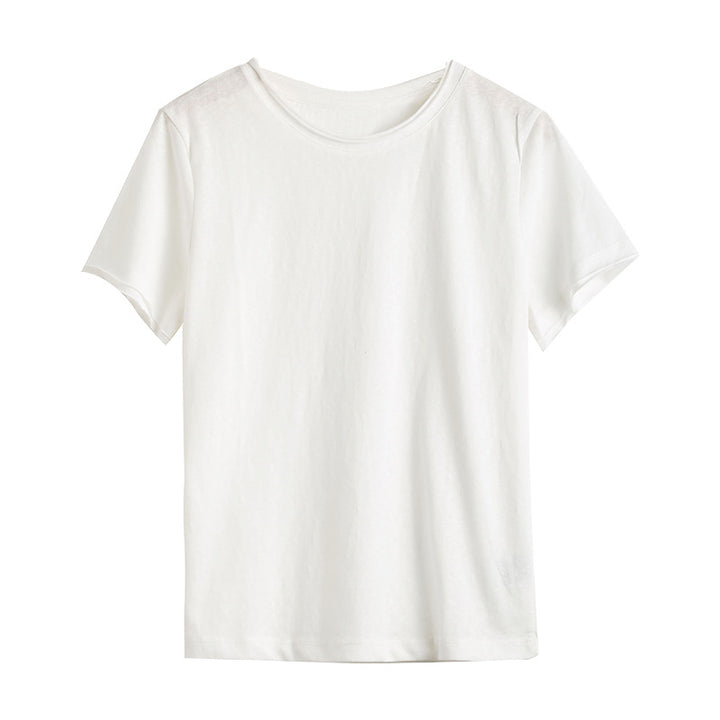 Dame Basic T-Shirt i blødt bomuld med rund halsudskæring Stilla