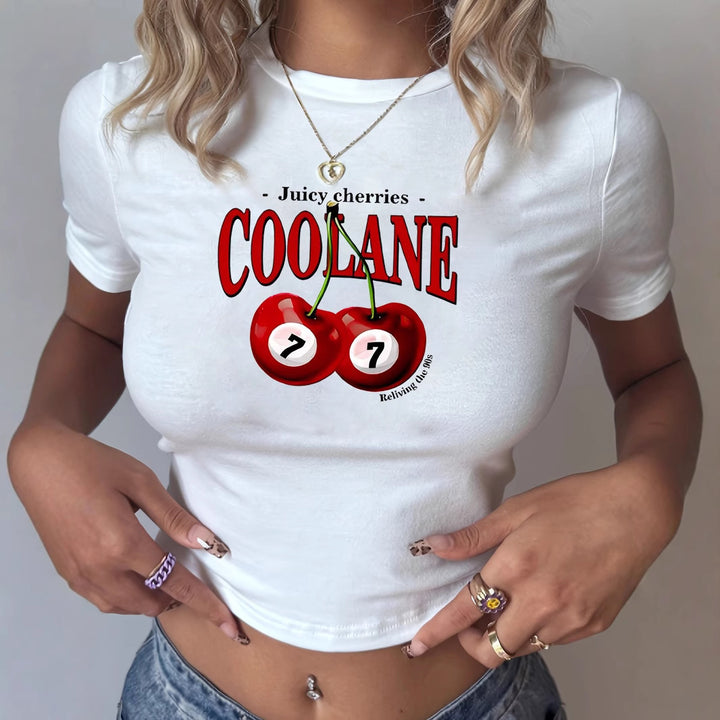 Dame T-Shirt med kreativt nøglehjerte-motiv og moderne print Skovae