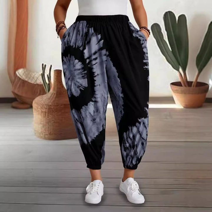Dame Mode Baggy-Bukser med elastisk talje og trendy batikdesign Stilla