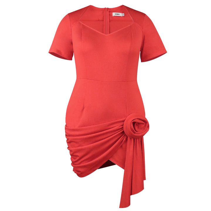 Dame figursyet kjole med asymmetrisk draperingsdetalje Skovae