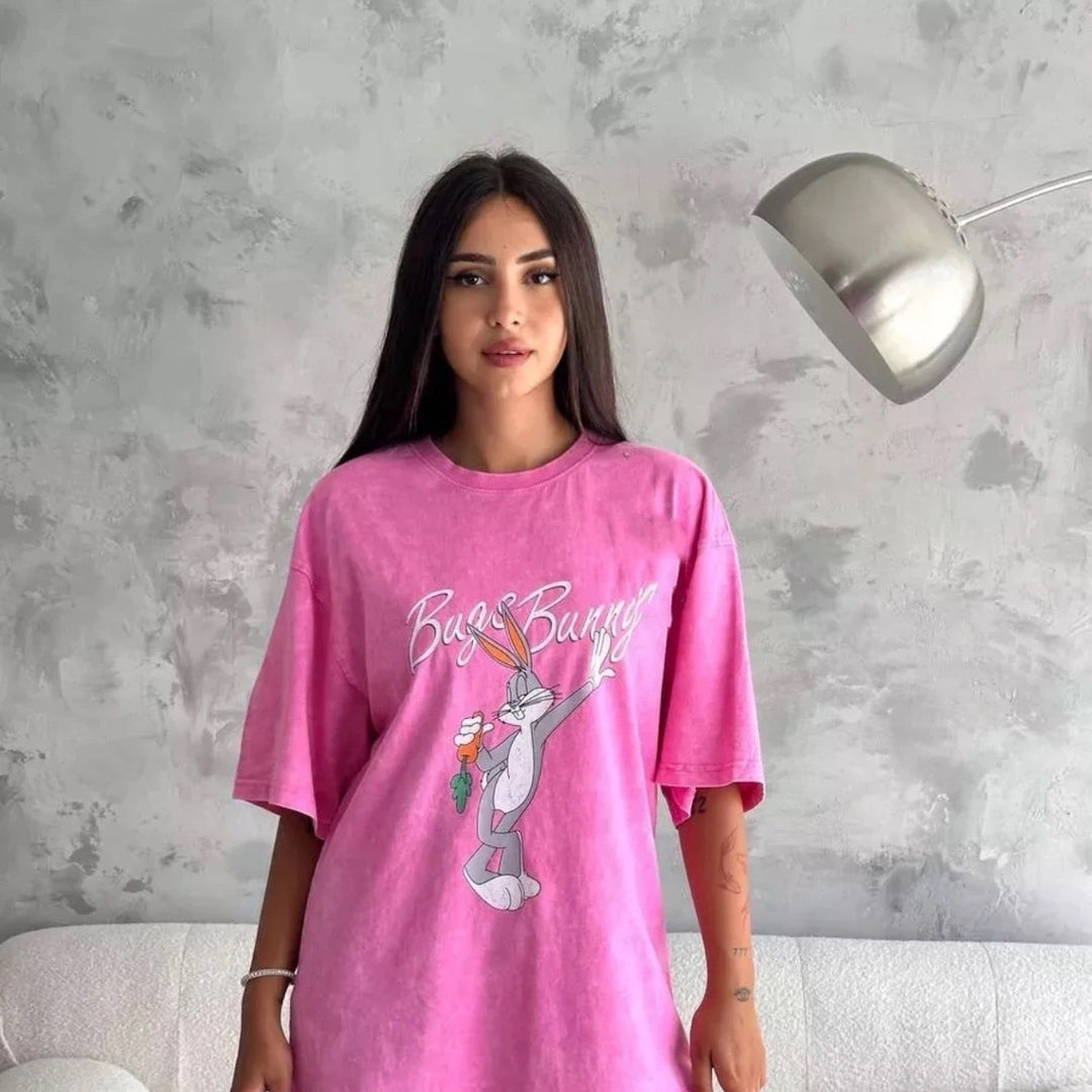 Dame Oversized T-Shirt med nostalgisk Mickey Mouse design Stilla