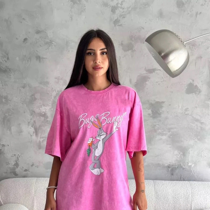 Dame Oversized T-Shirt med nostalgisk Mickey Mouse design Stilla