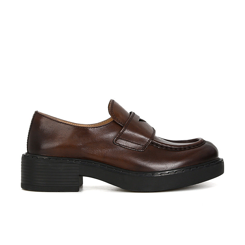 Femme Classic Penny Loafers med Chunky Heel Stilla