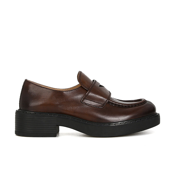 Femme Classic Penny Loafers med Chunky Heel Stilla