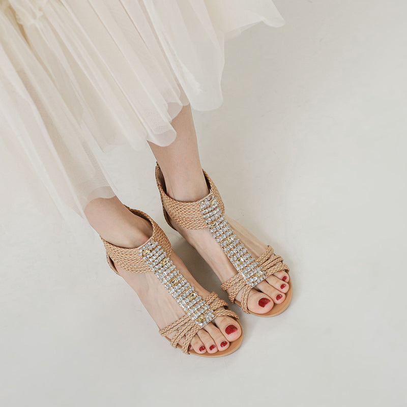 Dame Wedge-sandaler med glitrende applikationer og eksklusivt remdesign Stilla