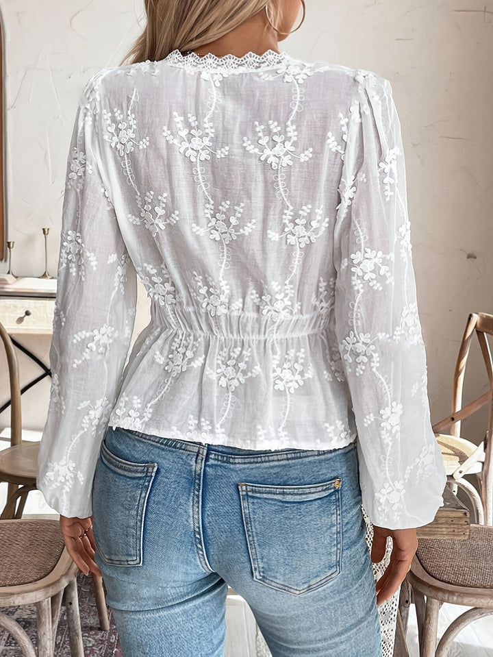 Femme Broderet Peplum-Bluse Stilla