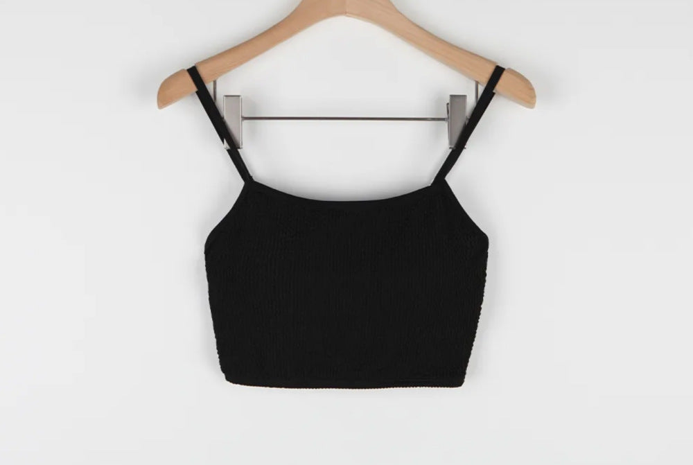 Kvinde Tekstureret Cropped Top med justerbare stropper Stilla