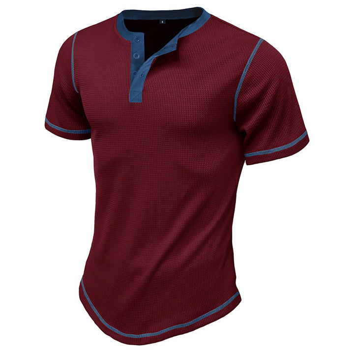 Herre kortærmet Henley-shirt med kontrasterende designelementer Stilla