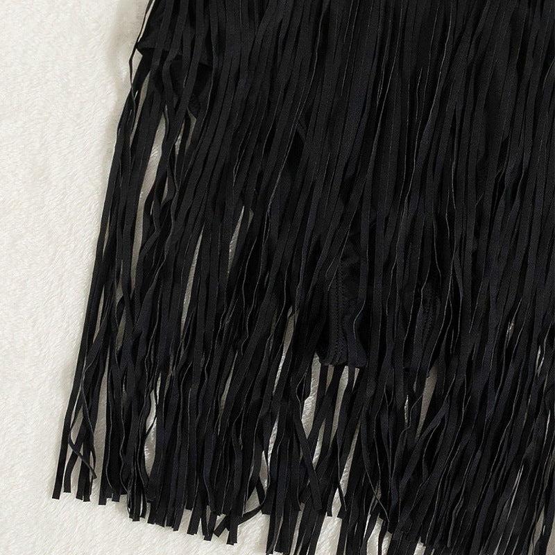 Dame badedragt med flettet frynse skirt Skovae