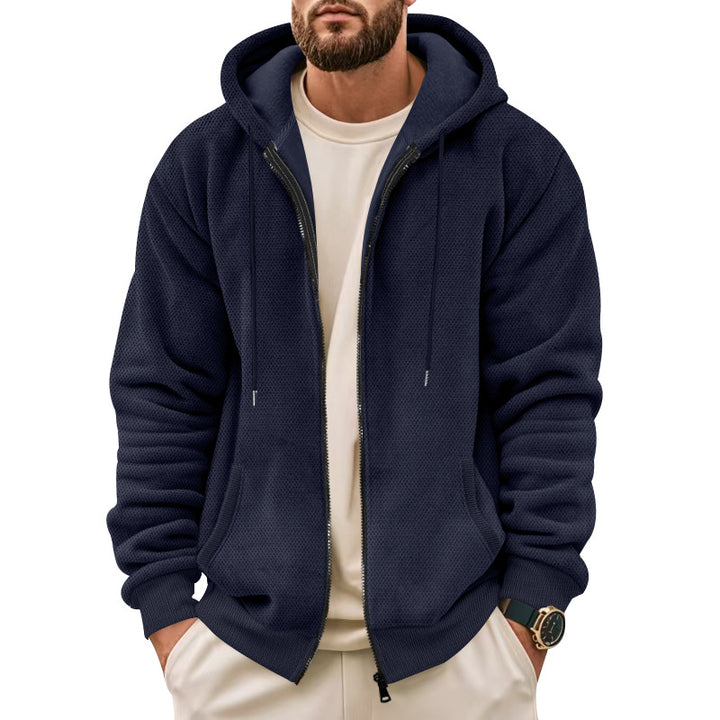 Herren fleece-hoodie med praktisk lynlås og åndbar struktur Stilla
