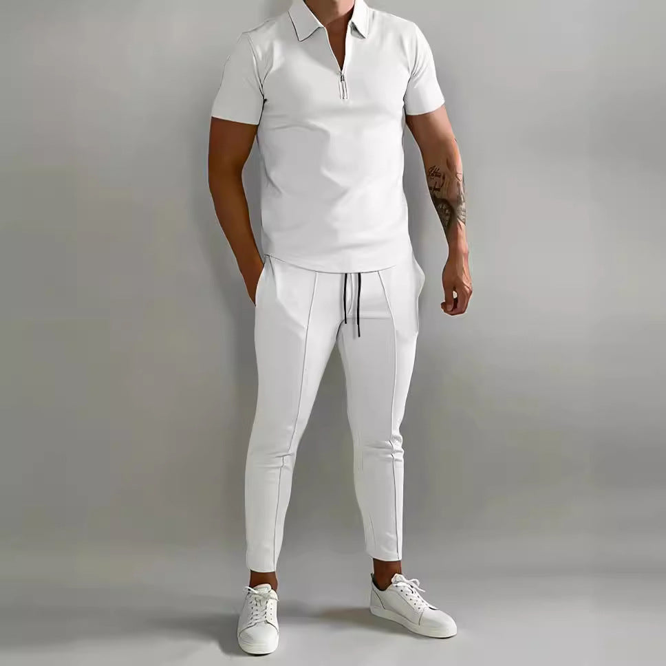 Herrer sporty kortærmet polo shirt med lynlås og elegant pasform Stilla