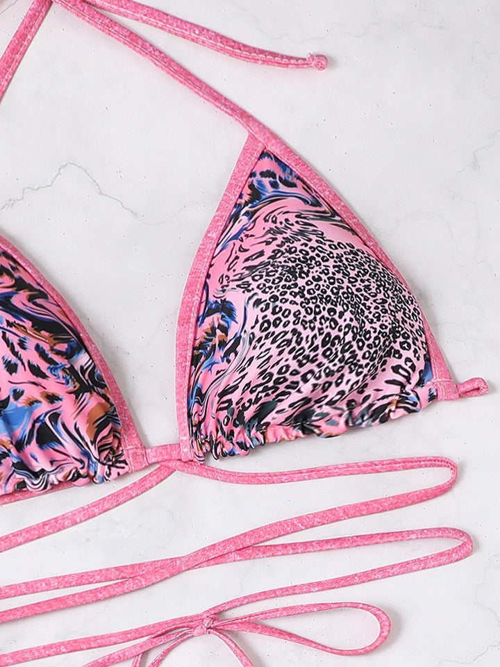Dame triangel-bikini-sæt med indpakningsnederdel og bånd-agtige detaljer Stilla