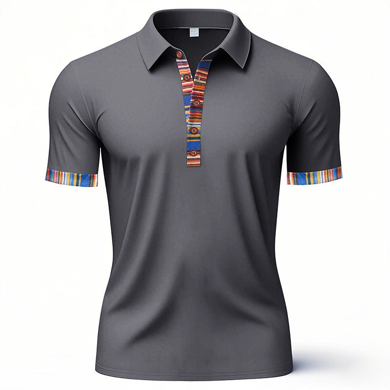 Herre Poloshirt med farverig krave og ærmeafslutninger Stilla