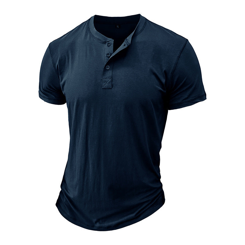Herrer Henley-T-shirt med knaplukning og moderne pasform Stilla