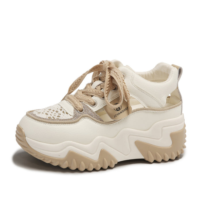 Dame sneakers med elegante satin snørebånd og moderne metallic overflade Stilla