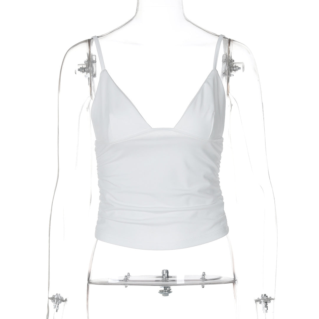 Dame Crop-Top med asymmetrisk snit og tætsiddende silhuet Skovae