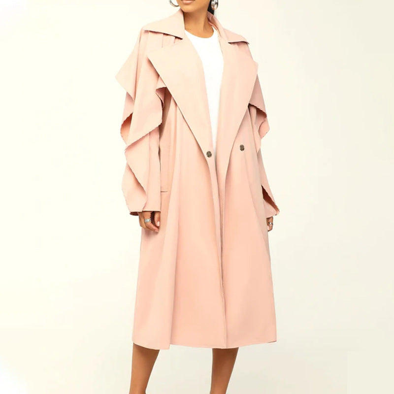 Damer elegant trenchcoat med brede ærmer og taljebælte Stilla