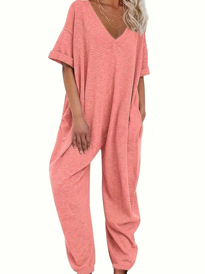 Dame leger Jumpsuit med brede ben og dyb V-udskæring Stilla