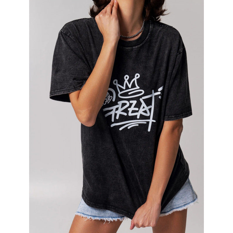 Dame Oversized T-shirt med moderne graffiti-design Stilla