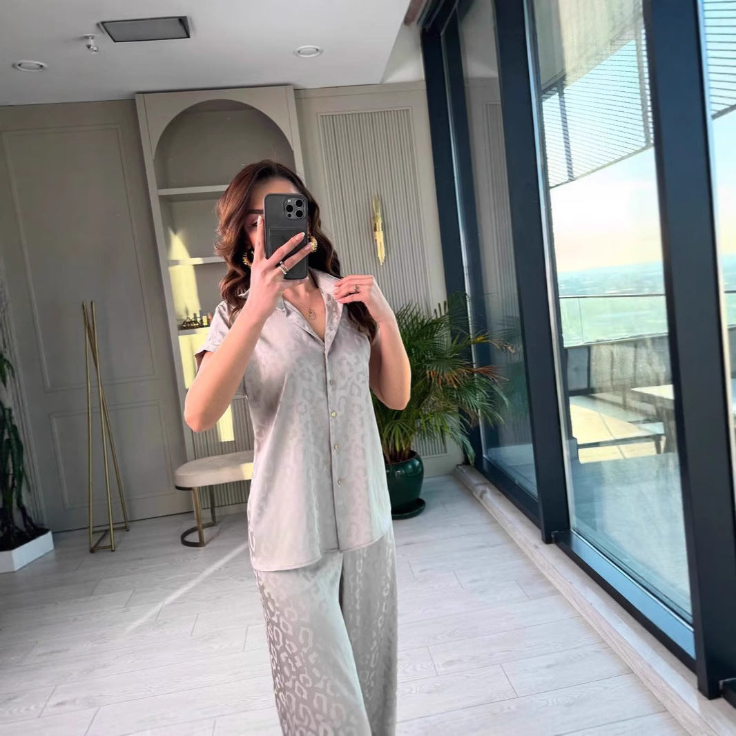 Dame Chic Crop Shirt og løstsiddende bukser sæt Stilla