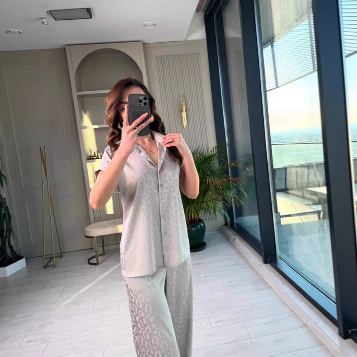 Dame Chic Crop Shirt og løstsiddende bukser sæt Stilla