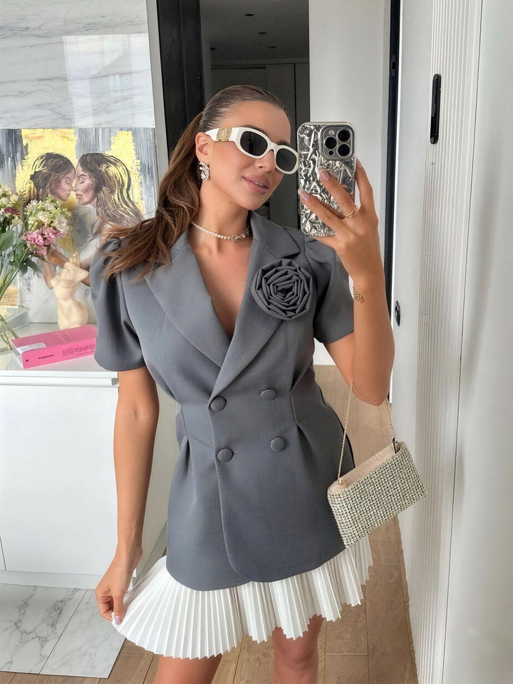Damer Elegant Blazerjakke med floral Applikation Skovae